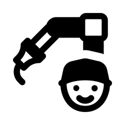 factory worker operating a robotic arm vector image