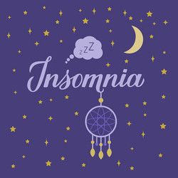 Insomnia calligraphy hand lettering on dark blue vector