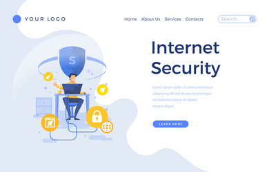 landing page template internet security concept vector image