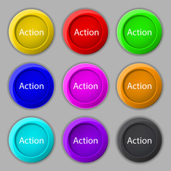 Action sign icon motivation button with arrow set vector