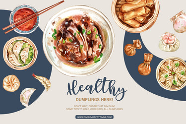 dim sum frame design with spring roll braised vector image