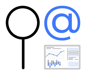 magnifying glass at symbol and data chart vector image