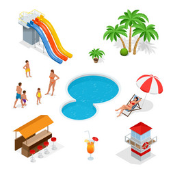 Water amusement park playground with slides vector