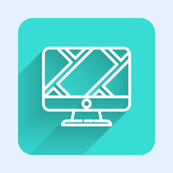 white line computer monitor and folded map vector image