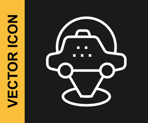 white line map pointer with taxi car icon isolated vector image