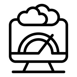 computer showing speedometer with clouds vector image