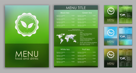 Design of a tea menu with blurred background vector