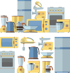 Modern kitchen appliances set vector