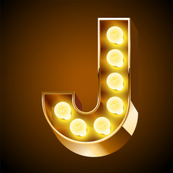 Realistic old lamp alphabet for light board vector