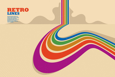 retro style abstract background with curve lines vector image