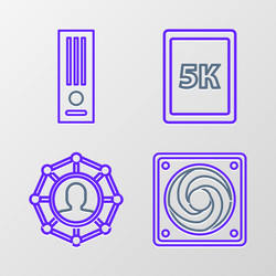 set line computer cooler project team base vector image