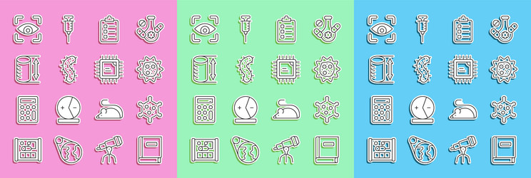 set line science book virus to do list vector image