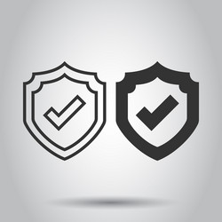 shield with check mark icon in flat style protect vector image