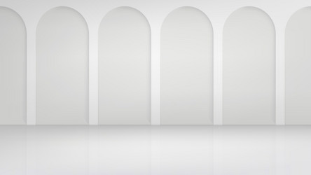 white studio with wall and arcs columns 3d vector image