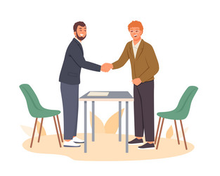 Young man shaking hand to hr after interview vector