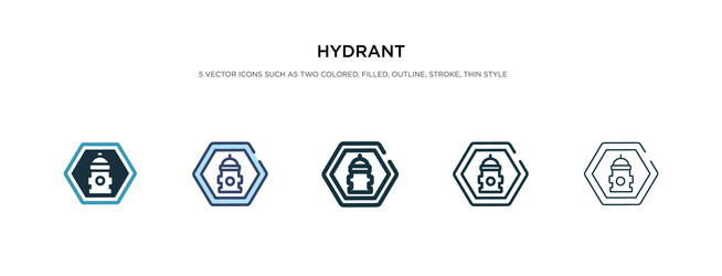 hydrant icon in different style two colored vector image