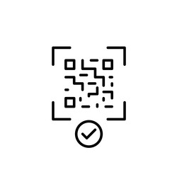 Qr-code scan with checkmark approved link vector