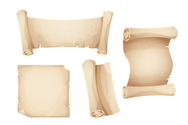 set ancient old parchment paper scroll page vector image
