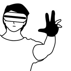 man using technology augmented reality vector image
