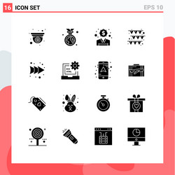 16 universal solid glyphs set for web and mobile vector image