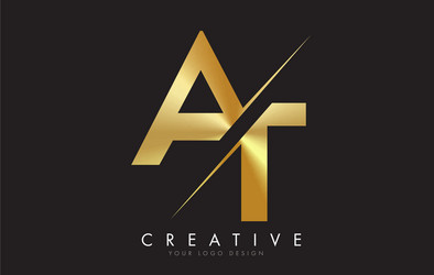 At a t letter logo design with creative cut Vector Image