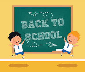 back to school card with boys students Vector Image
