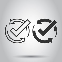 check mark sign icon in flat style confirm button vector image