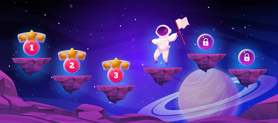 game map astronaut progress level planet 2d vector image