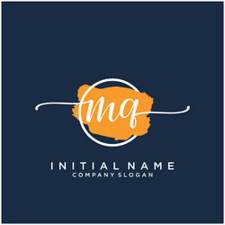 mq initial handwriting logo design with brush vector image