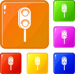 Semaphore trafficlight icons set color vector