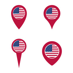 usa map pointer icons set national flag vector image