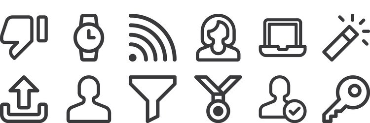 12 set linear user interface icons thin vector image