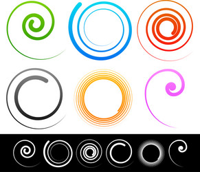 Colorful spirals swirl twirl shapes white vector