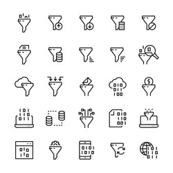 Filter data icon set in line style vector