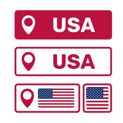 usa map pointer icons set national flag vector image