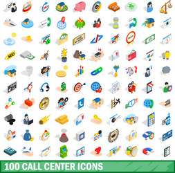 100 call center icons set isometric 3d style vector image
