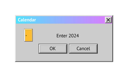 2024 new year themed dialogue box with door vector