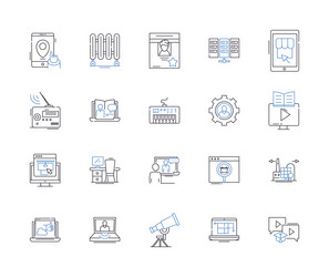appliances and computers outline icons collection vector image
