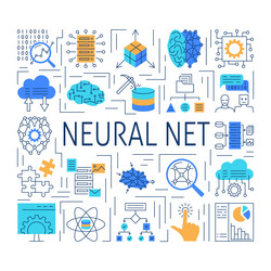 artificial neural network banner in line style vector image