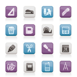 business and office objects icons vector image