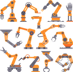 flat manufacture robotic arm automatic robot arms vector image