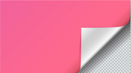 page curl with shadow on blank sheet of paper vector image