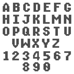 retro pixel alphabet digital 8 bit game font vector image