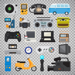 Retro Tech Gadget Icons vector image