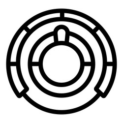 round maze puzzle with solution icon showing path vector image