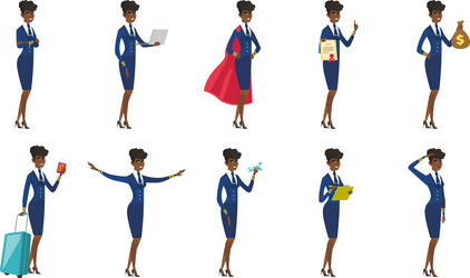 set of stewardess characters vector