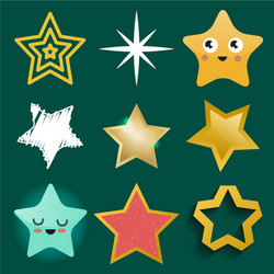 shiny star icons in different style pointed vector image