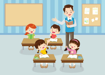 students and teacher in classroom vector image