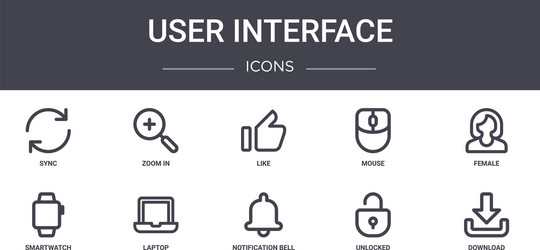 user interface concept line icons set contains vector image