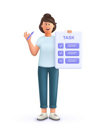 young woman jane with tasks on paper sheets vector image